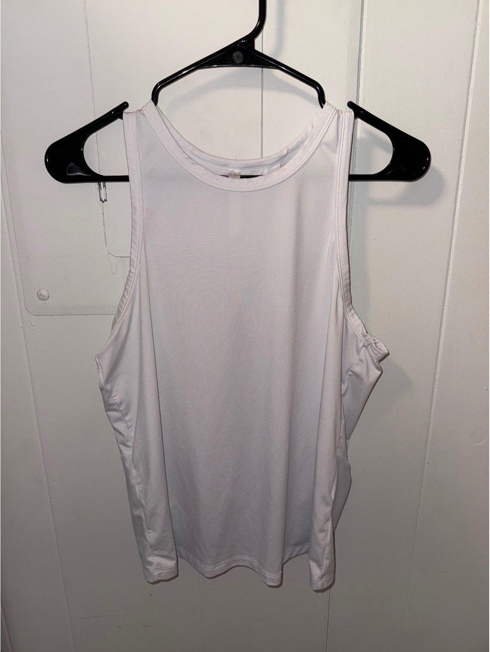 Women's White Fabletics Workout Tank Top with Twist Back Detail, Size Medium,